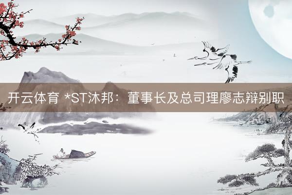 开云体育 *ST沐邦：董事长及总司理廖志辩别职