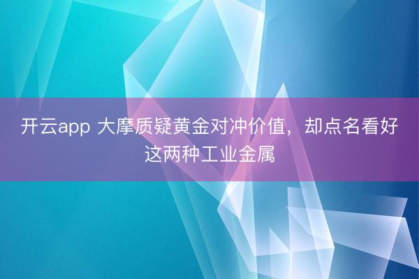 开云app 大摩质疑黄金对冲价值，却点名看好这两种工业金属